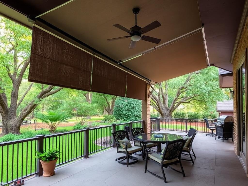Wooded Back Patio Shades installed by Texan Glass in The Woodlands, TX