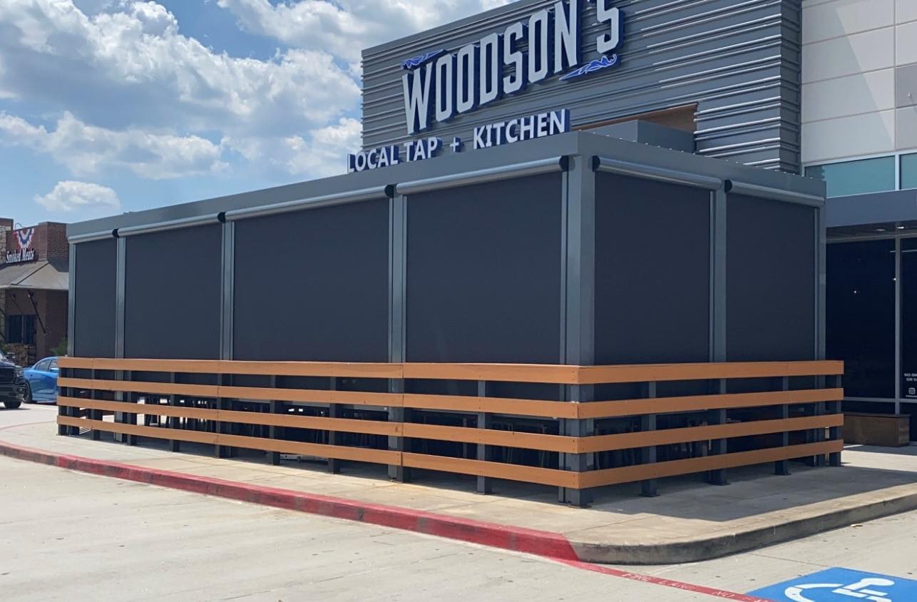 Restaurant Patio Drop Screens installed by Texan Glass in The Woodlands, TX